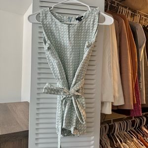 Gently used teal and white checkered blouse from Ann Taylor with belt.